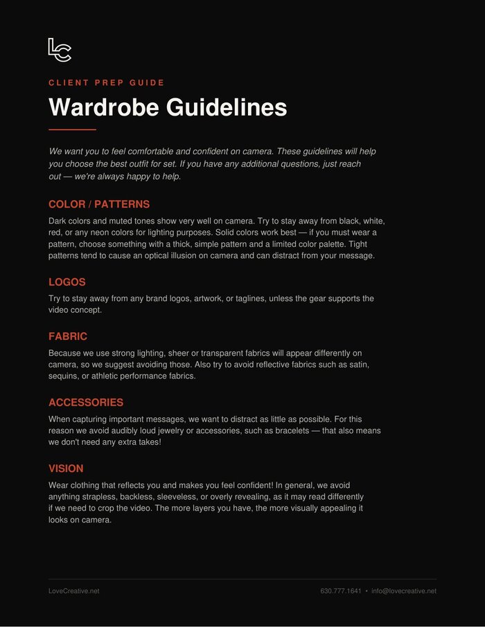 Wardrobe Guidelines cover